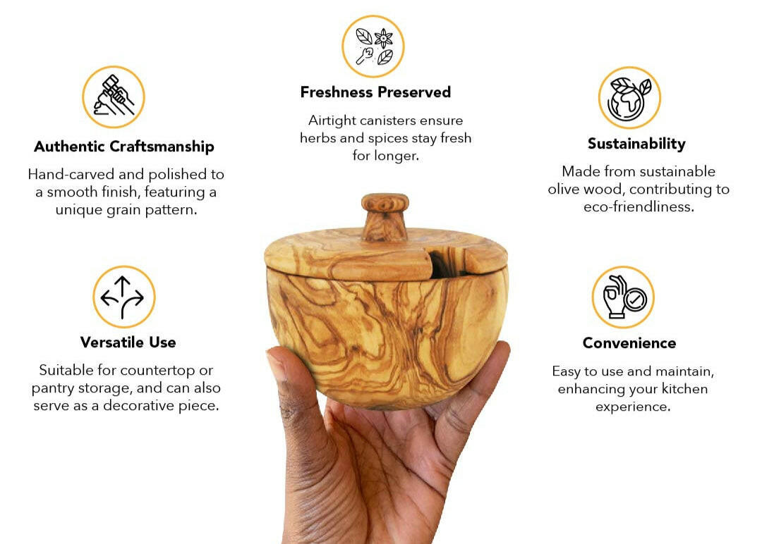 Mediterranean Olive Wood Canister $32.99 CAD.