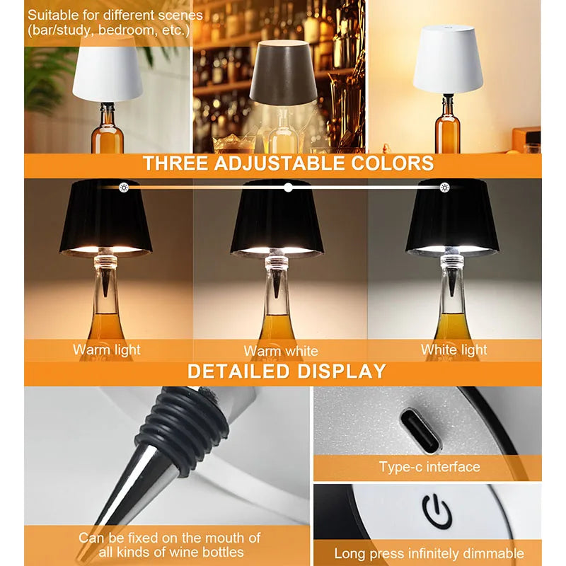 Wireless Bottle LED Table Lamp $11.99 CAD.