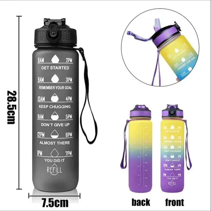 Motivational Outdoor Sport Water Bottle Leakproof with Time Marker $13.99 CAD.